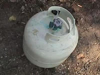 Propane tank used to store anhydrous ammonia